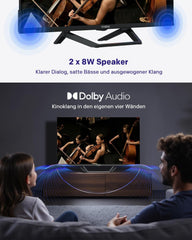 STRONG SRT32HG4723C Téléviseur HD 32'' - DVB-S2/C/T2, 12V Idéal pour camping-cars, cuisines, chambres, bateaux, 2 ports HDMI + 1 port USB + Mini-AV + Connexion antenne/satellite - Noir