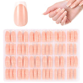 360 pièces d'ongles artificiels français, faux ongles rectangulaires moyens avec fausse lime à ongles, pointes naturelles à presser pour dames et femmes