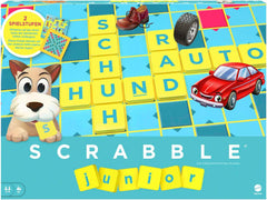 Mattel Games Scrabble Junior - Jeu de mots et jeu pour enfants, jeu de société adapté pour 2 à 4 enfants à partir de 6 ans, le design peut varier, version allemande, Y9670