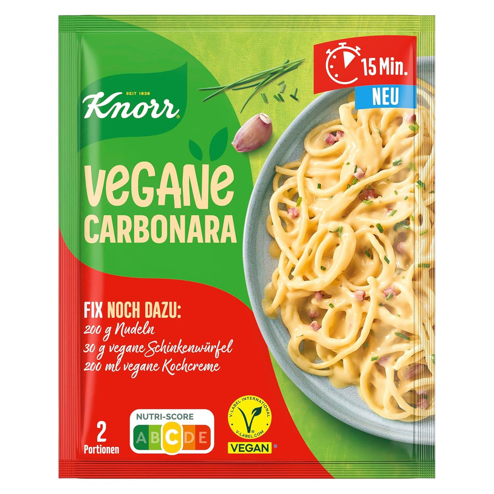 Knorr Fix Vegane Carbonara pour un plat de pâtes végétaliennes sans cuisson, 2 portions