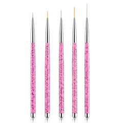 Sularpek Nail Art Liner Pinsel, 5 pièces Profi Detail Fine Nails Gel Nails Brush, Nagel Pinsel Dünn Für Beauty Frauen Nagelstudio (5 Größen, Rosa)