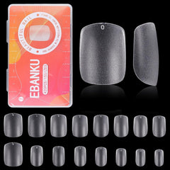 EBANKU 420 pièces de pointes d'ongles carrées courtes, pointes mates à couverture complète, pointes en gel souple, pointes d'ongles en gel transparent pré-polis, pointes d'extension d'ongles artificiels, 15 tailles (carré court)