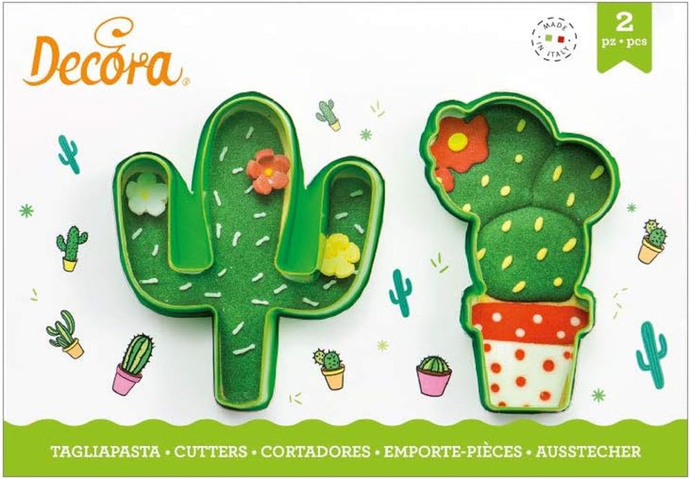 0255072 Emporte-pièce cactus en plastique, lot de 2, 9 x 2,2 cm, vert