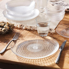 Pampille Service de table en verre transparent, 18 pièces - 6 personnes, services de table transparents Naty Shop