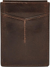 Fossil Bărbat Derrick piele RFID Blocare Magnetic Card Case Walletderrick Wallet Portofel Barbati Naty Shop Derrick maro închis