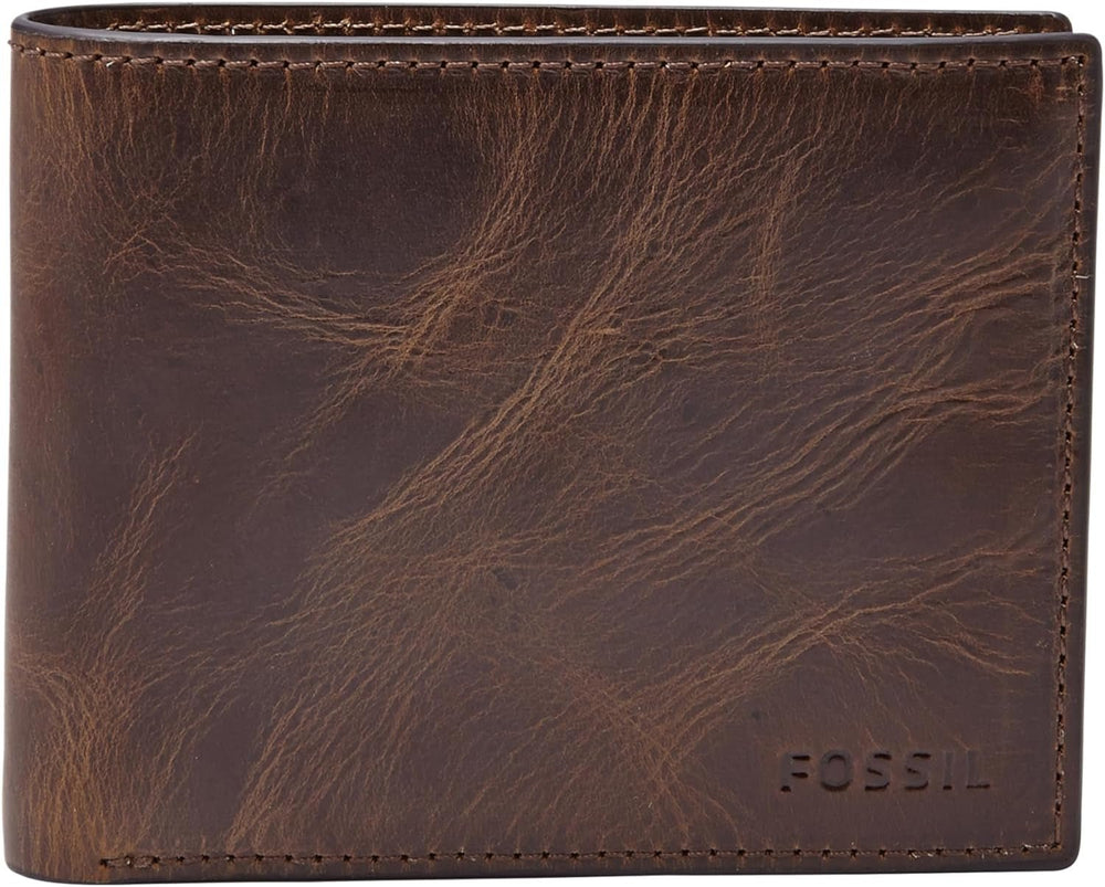 Fossil RFID Portefeuille à rabat pour homme Accessoires de voyage Portefeuille pliable Naty Shop Portefeuille pour homme Marron foncé Taille unique