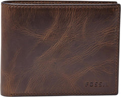 Fossil RFID Portefeuille à rabat pour homme Accessoires de voyage Portefeuille pliable Naty Shop Portefeuille pour homme Marron foncé Taille unique