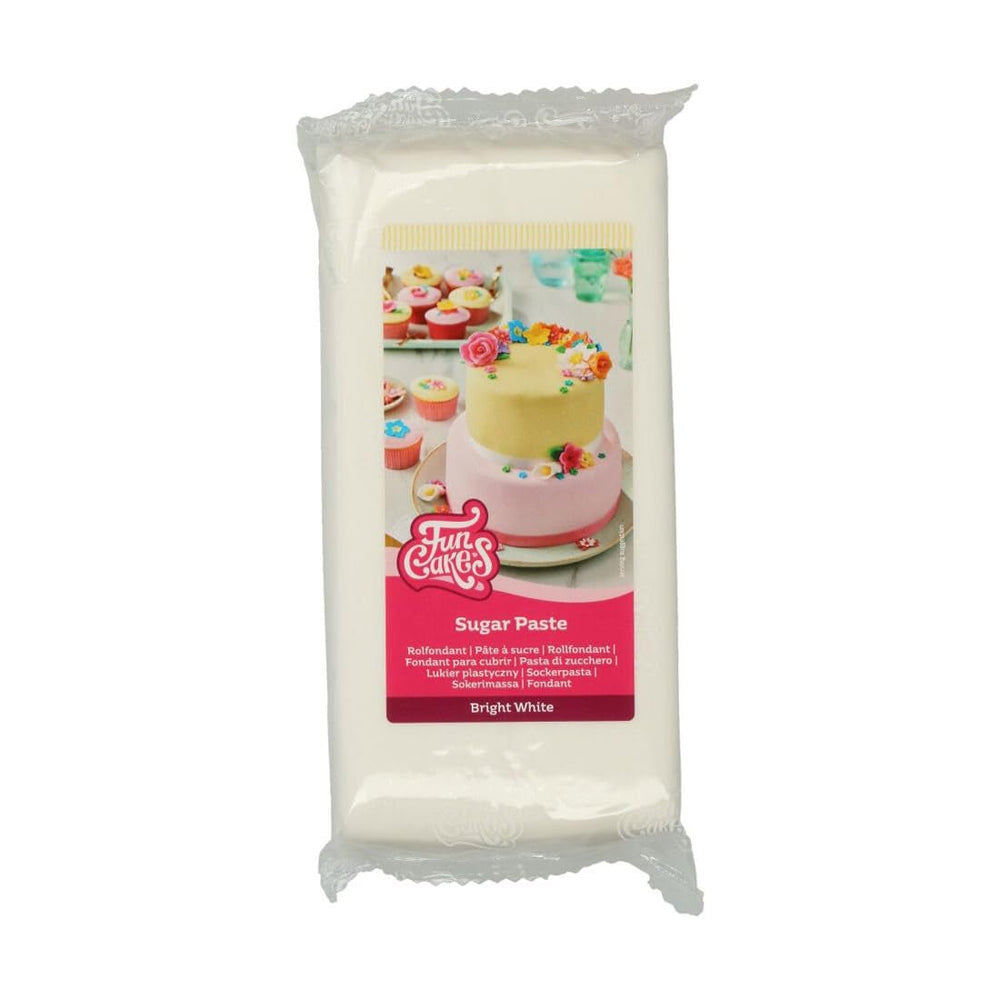 Fondant laminé blanc brillant FunCakes : facile à utiliser, lisse, flexible, doux et malléable, parfait pour la décoration de gâteaux, halal, casher et sans gluten. 1 kg Pâte à sucre Naty Shop Blanc brillant 1 kg