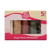 FunCakes Fondant Multipack Facile à utiliser, lisse, flexible, doux et malléable, parfait pour la décoration de gâteaux, halal, casher et sans gluten. 5 couleurs, 5 x 100 g, Naty Shop Default Title Palette de pâte à sucre pétillante