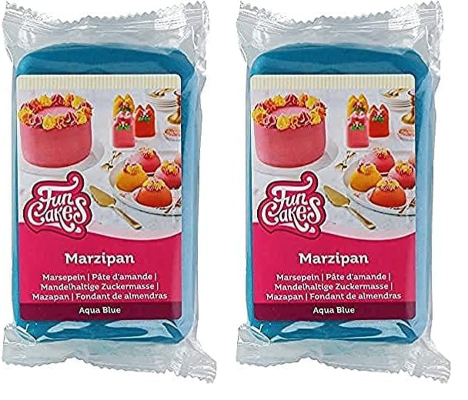 Pâte à Sucre FunCakes Amande (Pâte d'Amande Hollandaise) Bleu Aqua : Facile à utiliser et onctueuse, parfaite pour décorer les gâteaux, Halal, Casher et Sans Gluten 250g (Pack de 2) Naty Shop Pâte à Sucre 250 G (Pack de 2) Pâte d'Amande