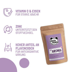 Poudre d'aronia biologique GREEN PANDA® d'Autriche | aronia séchés finement moulus | aronia bio sans additifs | alternative régionale à la poudre d'açai et aux baies de goji | 500g de produits déshydratés Naty Shop