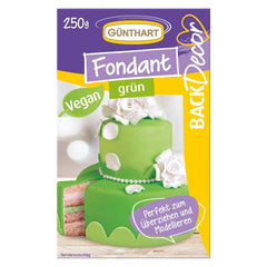 Günthart BackDecor 250 fondant vert, 100% végétalien, sans huile de palme, indéchirable pour recouvrir les gâteaux et pâtisseries, adapté au modelage, 1 paquet (1 x 250 g) Pâte à sucre Naty Shop 250 G (1 paquet) Cordialement