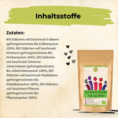 Sachets HELPA BIO à la poudre de fruits - arômes fruités - fruits - fraises - framboises - myrtilles - prunes - cassis - 100% fruits lyophilisés - alimentation bébé Produits déshydratés Naty Shop