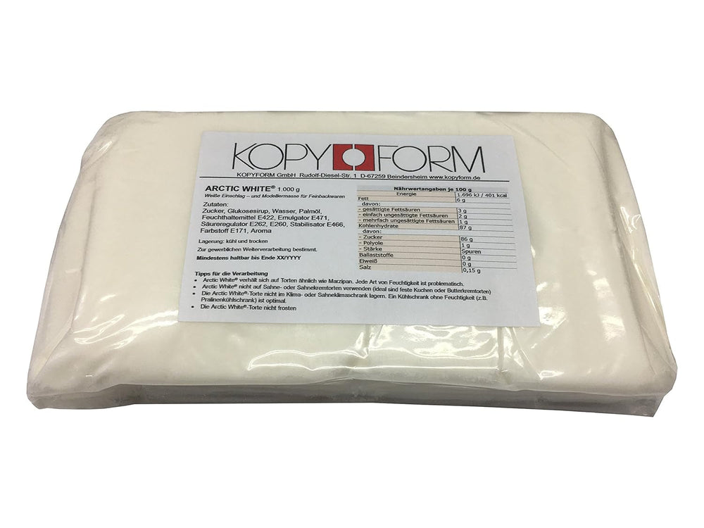 KOPYFORM rouleau fondant Arctic White® 1kg, pâte à sucre blanche Naty Shop Default Title