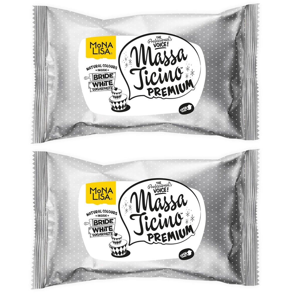 Massa Ticino Fondant Blanc 2x 1kg - Pâte à sucre premium pour gâteaux décoratifs, fondant roulé - parfait pour les gâteaux, le modelage et les décorations - fondant blanc pour boulangers professionnels et amateurs Pâte à sucre Naty Shop Default Title