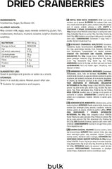 Canneberges séchées en vrac, 500g, l'emballage peut varier Produits déshydratés Naty Shop