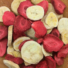 Mélange de fruits lyophilisés ErdBana XL 300g | Bananes lyophilisées + fraises lyophilisées Coffret dégustation fruits lyophilisés | Mélange de fruits lyophilisés fraise et banane | ZingyZoo Naty Shop Produits déshydratés 300 G (1 paquet) Fraises et bananes