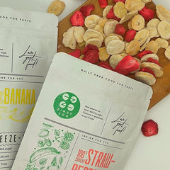 Mélange de fruits lyophilisés ErdBana XL 300g | Bananes lyophilisées + fraises lyophilisées Coffret dégustation fruits lyophilisés | Mélange de fruits lyophilisés fraise et banane | ZingyZoo Produits déshydratés Naty Shop