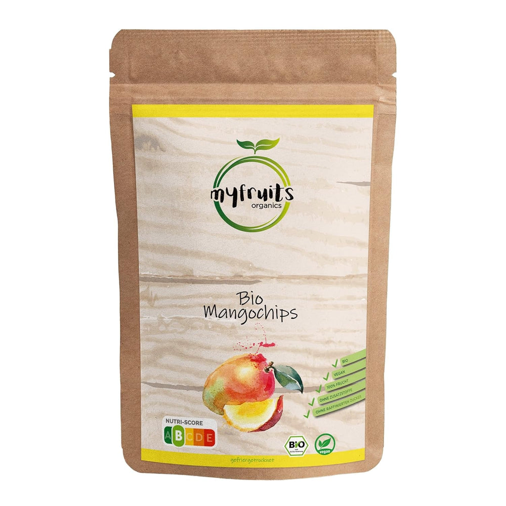 myfruits mangue bio, fruits lyophilisés, 300g, chips de fruits, sans additifs, 100% mangue, fruits lyophilisés et secs pour muesli ou snacks... Produits déshydratés Naty Shop 300 G (1 paquet)