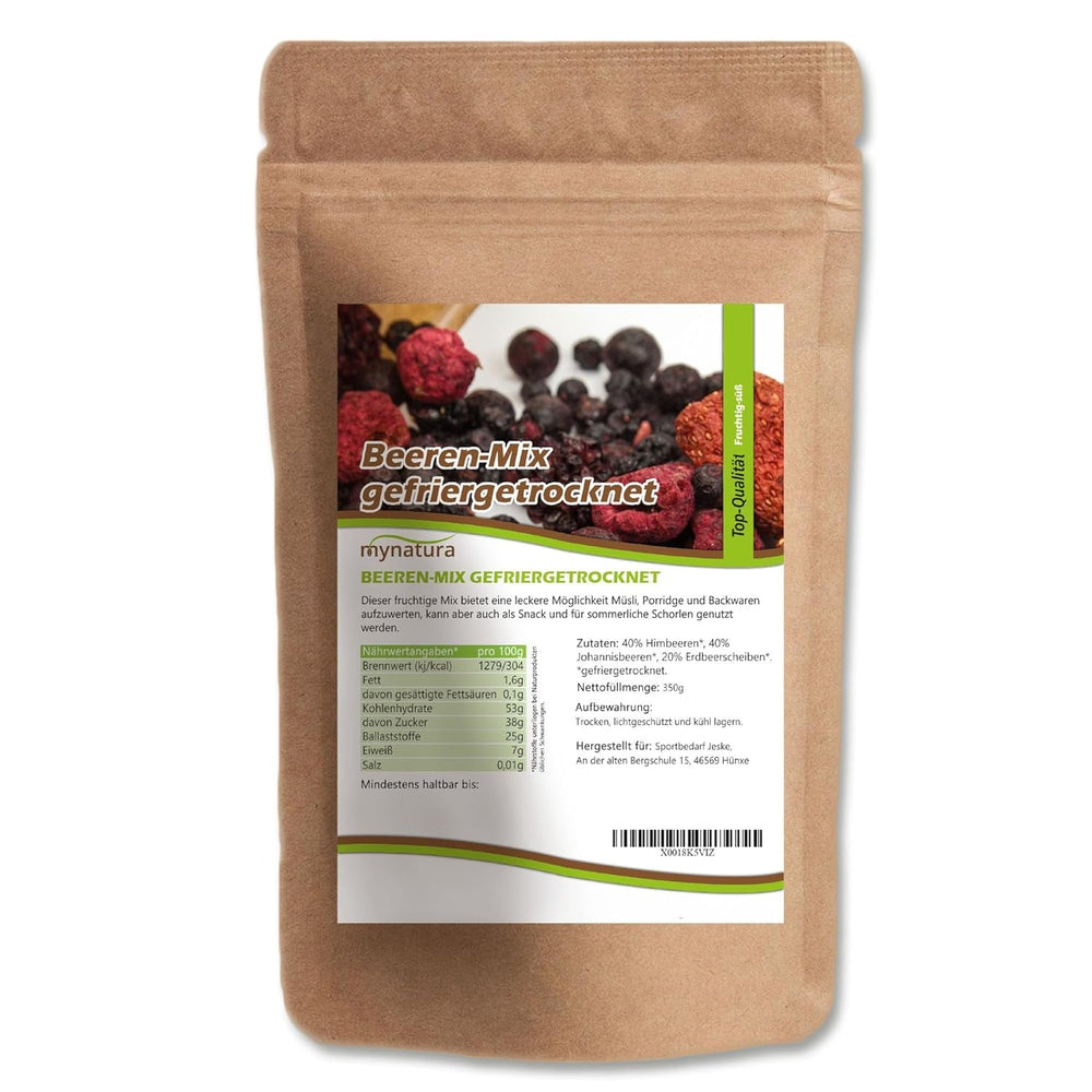 Mynatura Mélange coloré de baies lyophilisées I Mélange de fruits I Framboises I Cassis I Fraises I Snacks aux fruits I Vegan I 350g Produits déshydratés Naty Shop Titre par défaut
