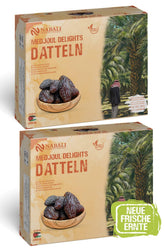 NABALI FAIRKOST 2KG Medjool - Dattes Medjoul Delight Qualité I 100% naturel aromatisé frais et vegan I Dattes Medjool sans conservateur sucrées comme le miel et caramélisées (2KG) Produits déshydratés Naty Shop 2 kg (1 pack)