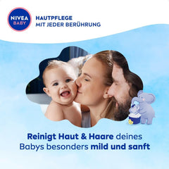 NIVEA BABY bain & shampoing tête aux pieds, shampoing doux vegan pour la peau et les cheveux des enfants à l'huile d'amande, gel douche relaxant à la formule hypoallergénique sans parabènes ni microplastiques (200 ml) Enfants - Bain et Soin Naty Shop