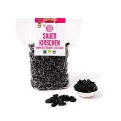 PAKKA - Cerises biologiques séchées au soleil du commerce équitable 750 g, cerises biologiques récoltées à l'état sauvage, sans pépins, non sucrées directement auprès de petits agriculteurs de Samarkand, Ouzbékistan, végétaliennes, 750 g Naty Shop Produits déshydratés variante 1 : 750 G (1 paquet)