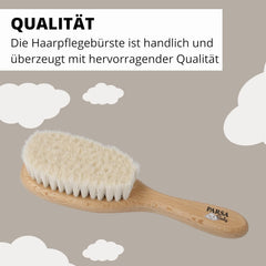 PARSA Beauty perie de păr pentru bebeluși cu păr de capră - perie de păr pentru bebeluși fabricată din lemn de fag certificat FSC® - perie pentru îngrijirea părului fin al bebelușilor - perie pentru bebeluși Copii - Baie si Skincare Naty Shop