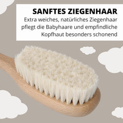 PARSA Beauty Brosse à cheveux pour bébé en poils de chèvre - Brosse à cheveux pour bébé en bois de hêtre certifié FSC® - Brosse pour le soin des cheveux fins de bébé - Brosse pour bébé Enfants - Bain et soin Naty Shop