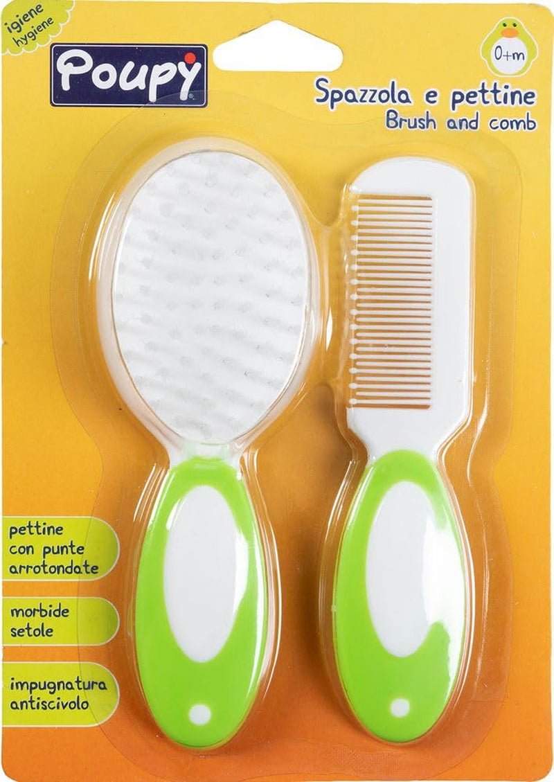 '- Brosse et peigne en nylon, poils doux pour la peau sensible de bébé, bouts arrondis pour plus de sécurité, prise en main facile grâce aux poignées ergonomiques, multicolore Enfants - Bain et soin Naty Shop Titre par défaut