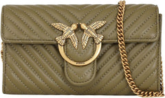 Pinko Ladies Sheep Nappa Love ONE Wallet C SCHAFNAPPA Portefeuille Femme Naty Shop V62Q_Verde Abete-Antique Gold Taille unique