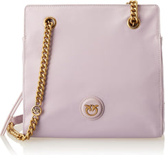 Pinko Gate Shopper recyclé pour femme RECYCELTES Nylon + Sacs pour femme Naty Shop Y48Q_Tulipano Viola-Antique Gold