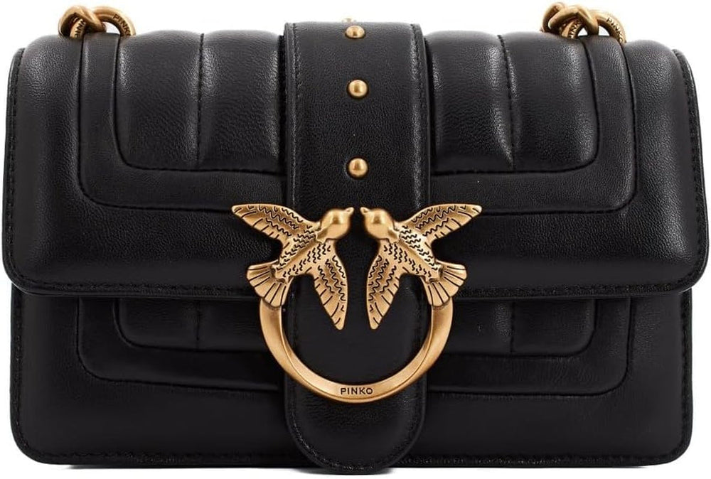 Pinko Ladies Love One Mini Cl Single Side Sheep Nappa Line Quilt Bag Femmes Sacs Naty Shop Z99Q_Antique Noir-Or