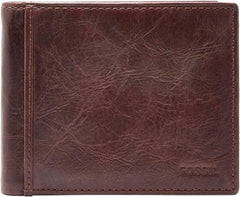 Portefeuille à deux volets en cuir Ingram pour hommes Fossil 11,43 cm L x 1,905 cm l x 8,89 cm H Portefeuille pour hommes Naty Shop marron