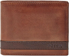 Portefeuille Fossil Quinn pour homme - 100 % cuir à deux volets marron 11,5 cm L x 2 cm l x 9 cm H ML3644200 Portefeuille pour homme Naty Shop Marron