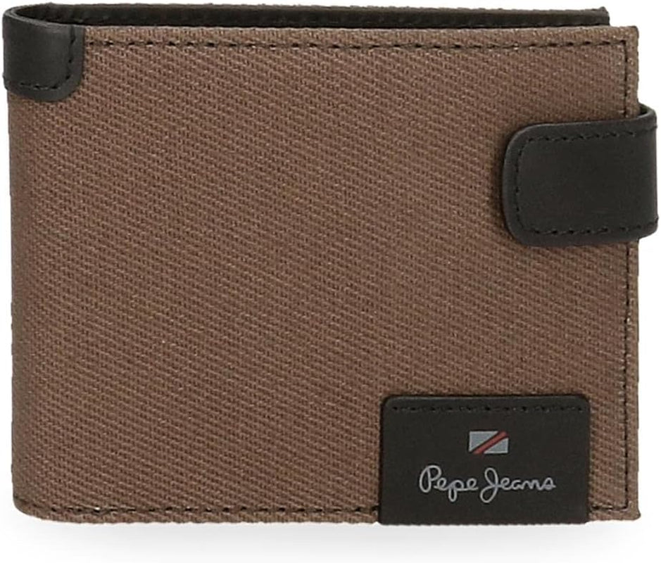 Portefeuille horizontal Pepe Jeans Hilltop avec fermeture à clic, unique Portefeuille homme Naty Shop Marron