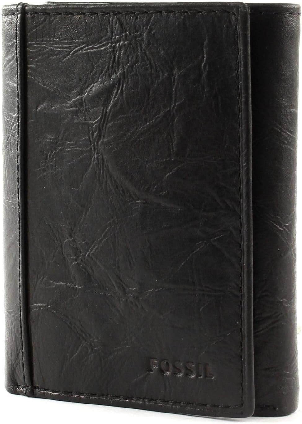 Portefeuille à trois volets en cuir Neel pour hommes Fossil 8,255 cm L x 1,905 cm l x 10,16 cm H Portefeuille pour hommes Naty Shop noir