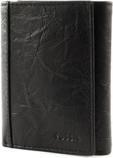 Portofel trifold din piele Neel pentru bărbați Fossil 8,255 cm L x 1,905 cm l x 10,16 cm H Portofel Barbati Naty Shop Negru