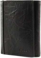 Portefeuille à trois volets en cuir Neel pour hommes Fossil 8,255 cm L x 1,905 cm l x 10,16 cm H Portefeuille pour hommes Naty Shop noir