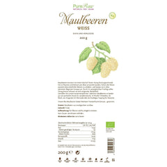 Premium Organic uscat (Raw Vegan) mure albe Morus Alba Mulberry Fruit - Fructe uscate fără adaos de zahăr din Turcia - Organic Raw White Mulberries Dried Fruit | PureRaw 200g Produse deshidratate Naty Shop