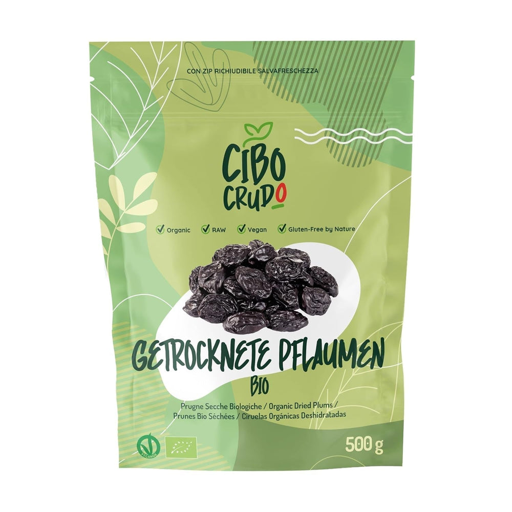 Prunes biologiques séchées et sans pépins - 500g. Prunes crues sans soufre, sans sucre ni additif ajoutés. Pruneaux écologiques comme fruits secs aromatiques. Prunes sans noyau. Naty Shop produits déshydratés 500 G (1 paquet)