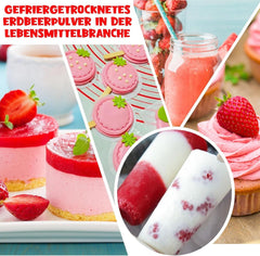 Fraises en poudre 120g - Fraises 100% naturelles Lyophilisées, sans additifs Mélange facile Fraises nutritives lyophilisées pour glaces, gâteaux, smoothies, boissons, poudre aromatique Produits déshydratés Naty Shop