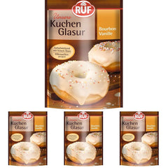 RUF Cake Glaze Bourbon Vanille, 100g en sachet, passe au micro-ondes, pour glacer et décorer biscuits, muffins et gâteaux, sans gluten (pack de 4) Pâte à sucre Naty Shop Default Title
