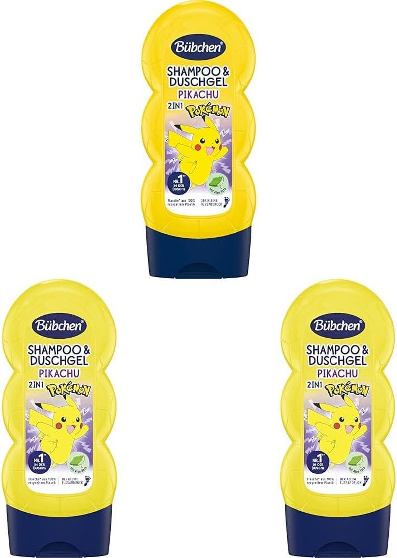 Shampoing et gel douche pour enfants, Édition Pokémon Pikachu, 230 ml (pack de 3) Enfants - Bain et soin Naty Shop 230 Ml (pack de 3)