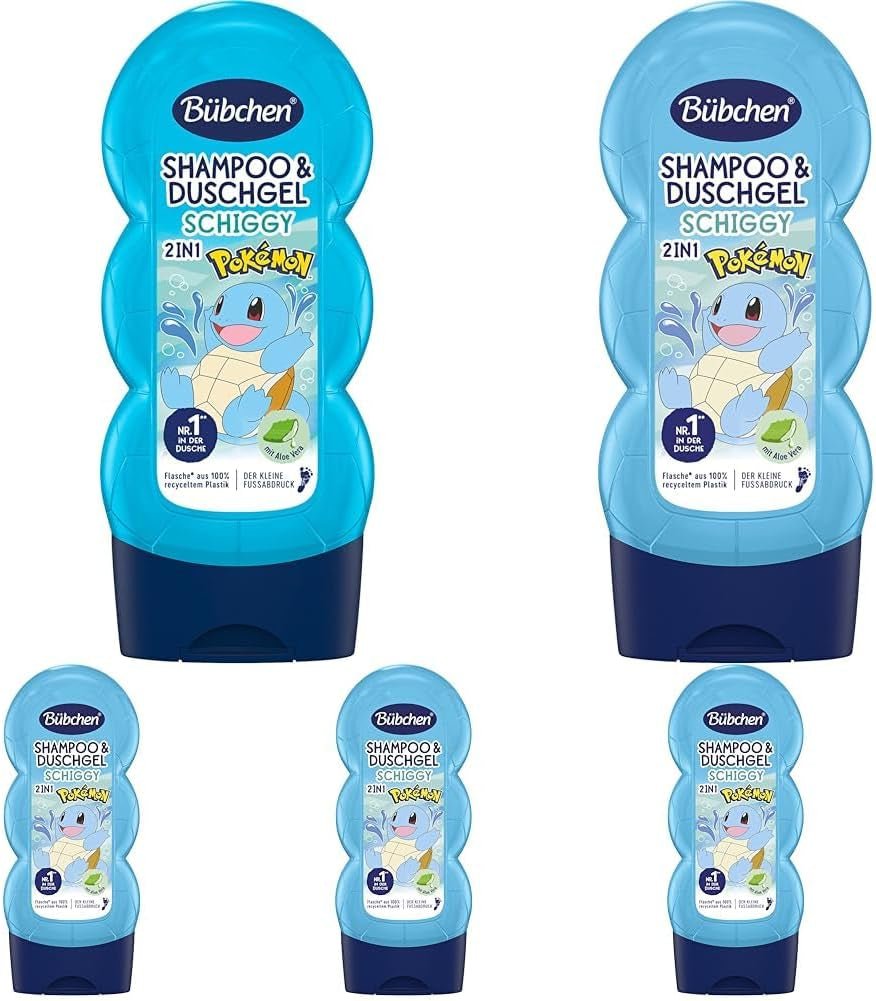 Shampoing et gel douche pour enfants, Pokémon Édition Schiggy, 230 ml (pack de 5) Enfants - Bain et soin Naty Shop 230 Ml (pack de 5)