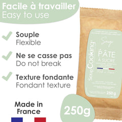 ScrapCooking - Pâte à Sucre Vert Sauge 250g - Colorant d'Origine Naturelle - Sans Gluten, Sans Huile de Palme - Pour Gâteaux, Pâtisseries Anniversaire - Vert Pastel - Fabrikie en France - 7621 Pâte à sucre Naty Shop