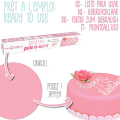 ScrapCooking - Rouleau de fondant rose â'¬ 36 cm - Fondant noir roulé 430 g - Cake topper fondant topper décoration pour gâteaux, pâtisserie, anniversaires, fêtes - Rose - 7264 Pâte à sucre Naty Shop