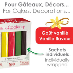 ScrapCooking - Lot de 5 Fondants - blanc, jaune, rouge, vert et marron - 5 x 80g - pâte à sucre pour gâteaux Décorations de gâteaux Anniversaire Noël - sans gluten et sans huile de palme - 7257 Naty Shop Sugarpaste