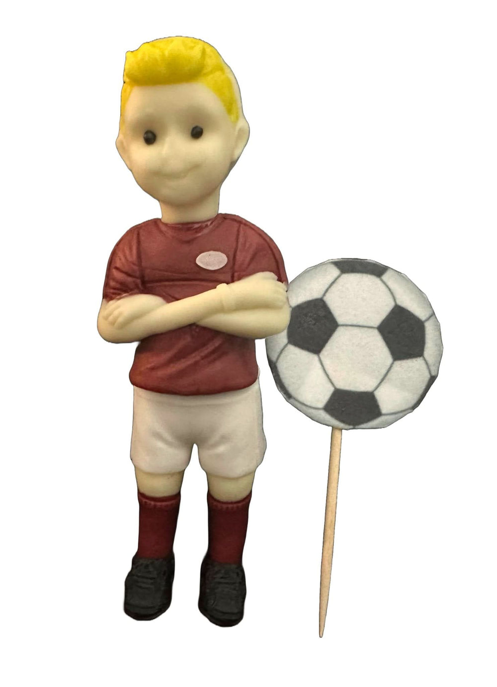 Set 2 decoratiuni comestibile din zahar, Fotbalist Decoratiuni din Pasta de Zahar Nati Shop
