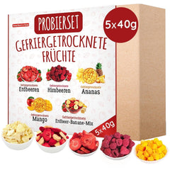 Coffret de dégustation de fruits lyophilisés 5x40g, fraise fruitée lyophilisée, framboise, ananas, mangue et mélange fraise-banane, sans additifs, fabriqué en Allemagne Produits déshydratés Naty Shop Default Title